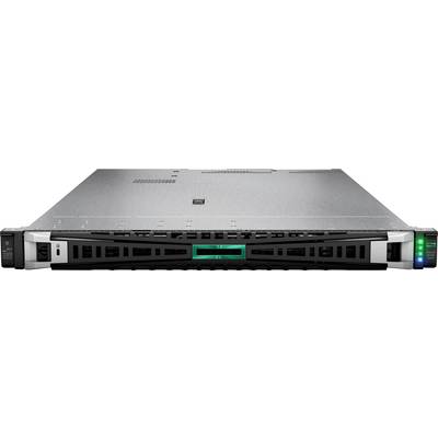 Ein schlanker Server in Silber und Schwarz mit einem rechteckigen Frontpanel, das mehrere Steckplätze und eine grün leuchtende Kontrollleuchte aufweist.