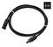 Ein 2 Meter langes schwarzes Kabel mit Anschlüssen an beiden Enden, geeignet für elektrische Verbindungen.