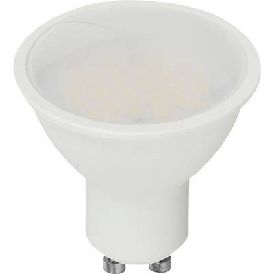 Energieeffiziente LED-Glühbirne mit weißem Sockel and mattierter Oberseite, entwickelt für den Einsatz in verschiedenen Beleuchtungsarmaturen.