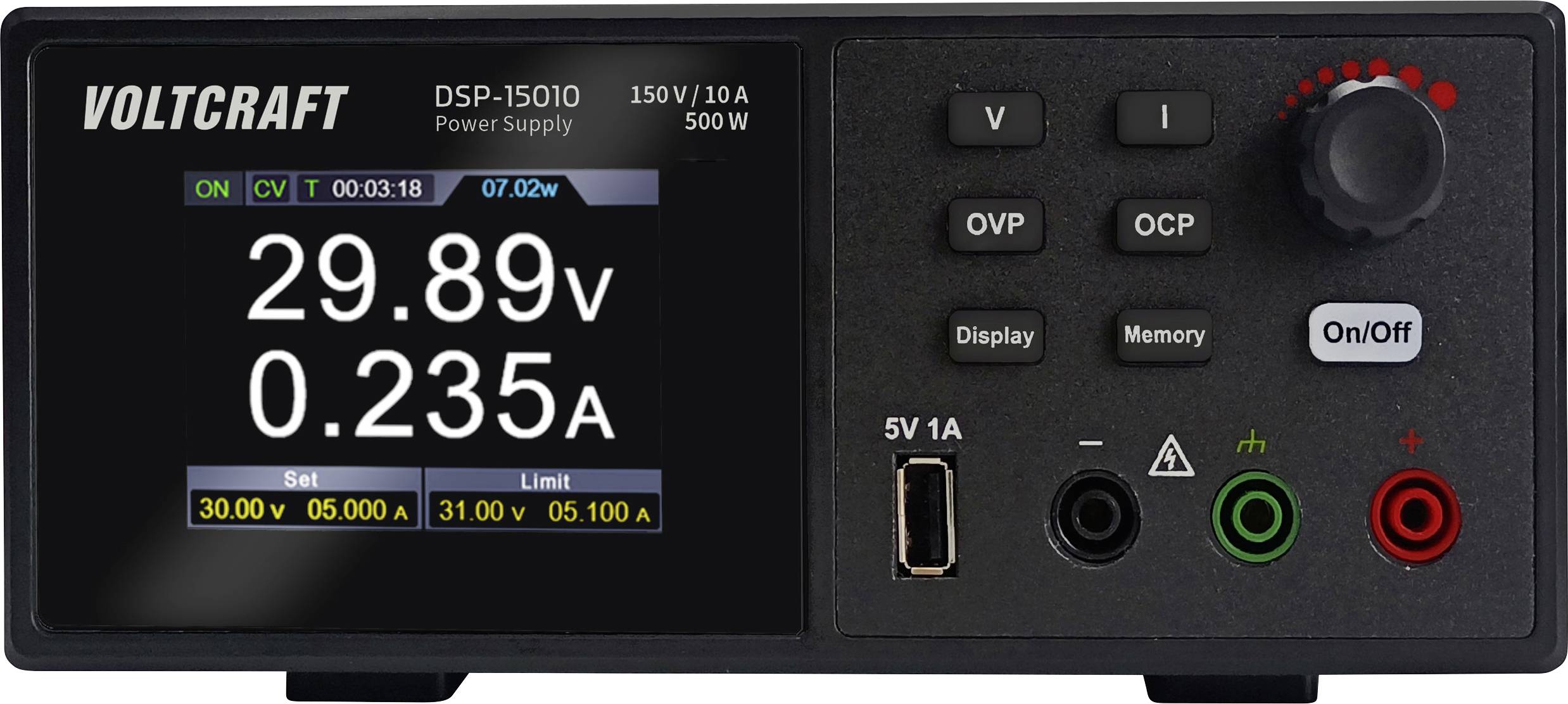 VOLTCRAFT DSP-15010 Labornetzgerät, Festspannung 0 - 150 V 10 A (max.) 500 W USB Anzahl Ausgänge 1 x