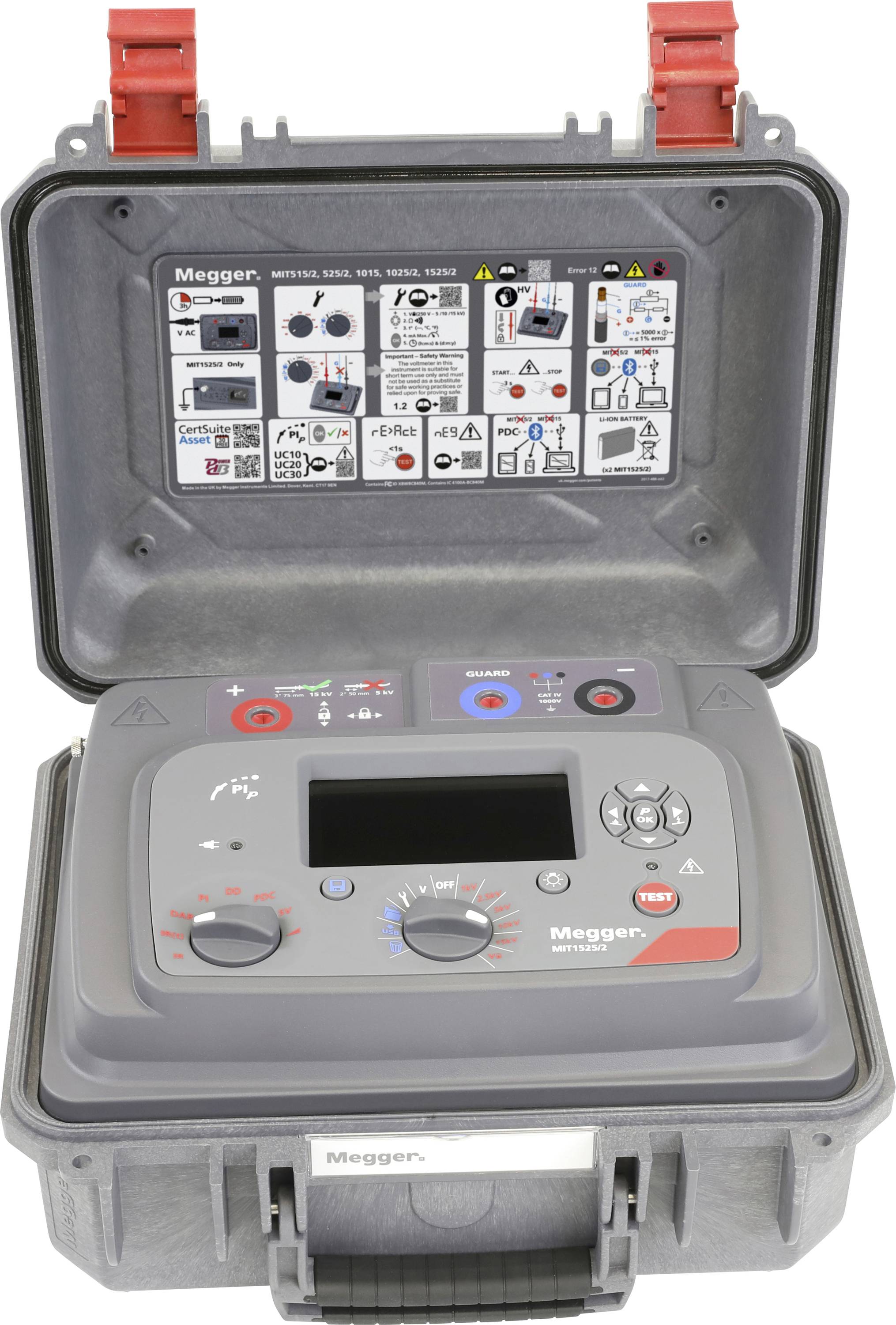 Megger MIT1525/2-EU ADVANCED 15kV IRT 2024 PIP Misuratore di isolamento 1000 V, 2500 V, 5000 V, 10000 V, 15000 V 30 TΩ