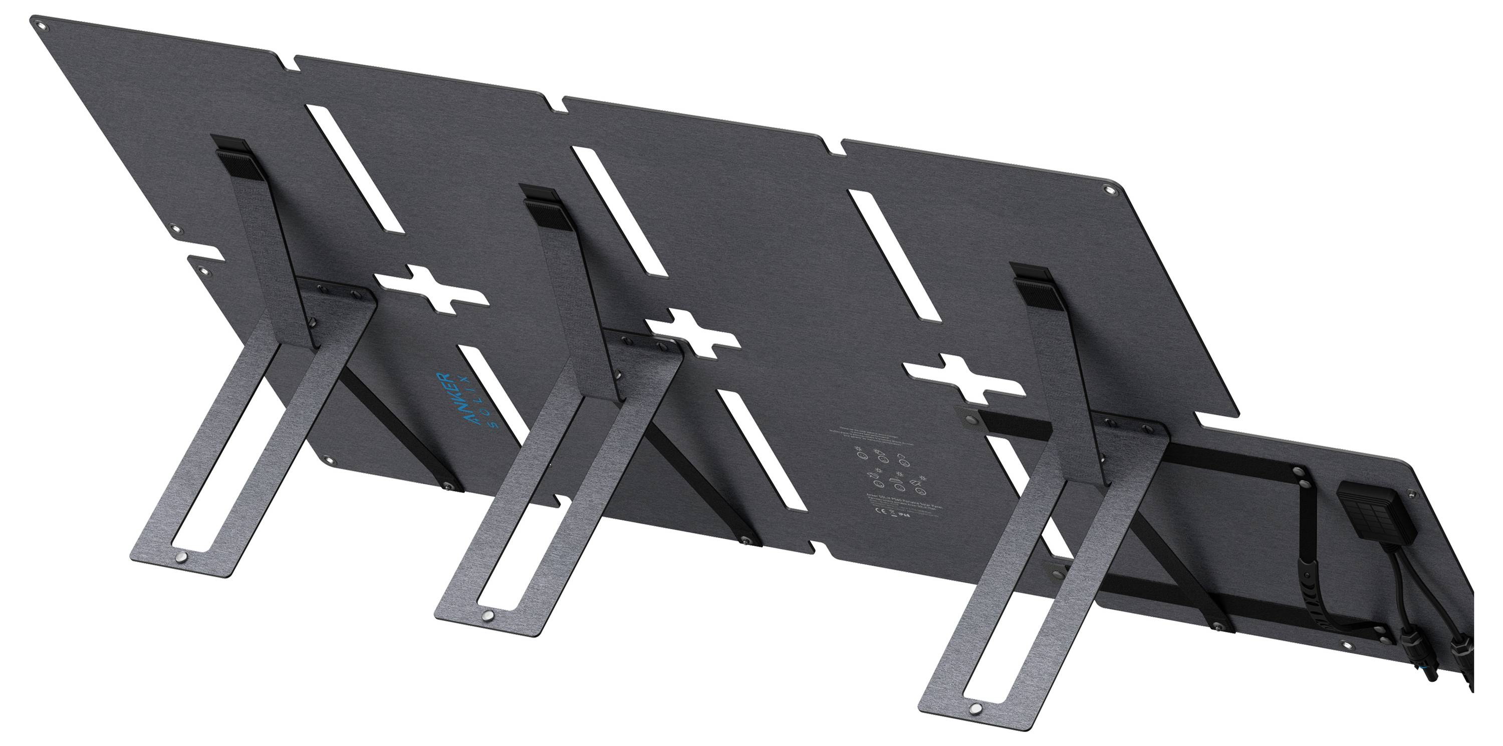 Z Fold Flaches Solarpanel mit drei verstellbaren Ständern, entwickelt für mobile Stromversorgungslösungen.