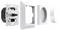 Explosionszeichnung einer Lichtschalter-Baugruppe, die die internen Komponenten und den äußeren Rahmen in einer Sequenz von links nach rechts zeigt.