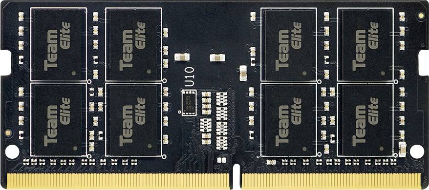 Ein DDR3-RAM-Modul mit acht "Team Elite" Speicherchips auf einer schwarzen Leiterplatte, das zur Erweiterung der Computerspeicherkapazität verwendet wird.