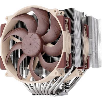 Ein großer, zweiturmiger CPU-Kühler mit einem kreisförmigen Lüfter und mehreren Hitzepipes, der entwickelt wurde, um Wärme von Computerprozessoren effektiv abzuleiten.