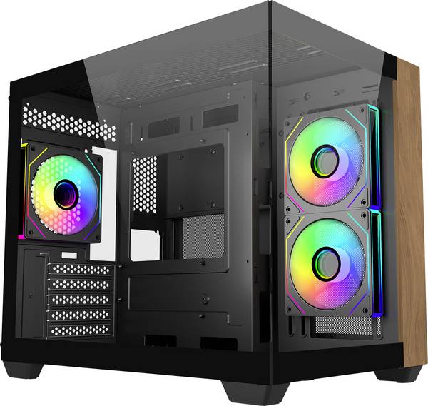 Cooler Master Elite 481 Mini-Tower PC-Gehäuse  Schwarz 3 Vorinstallierte LED Lüfter, Seitenfenster