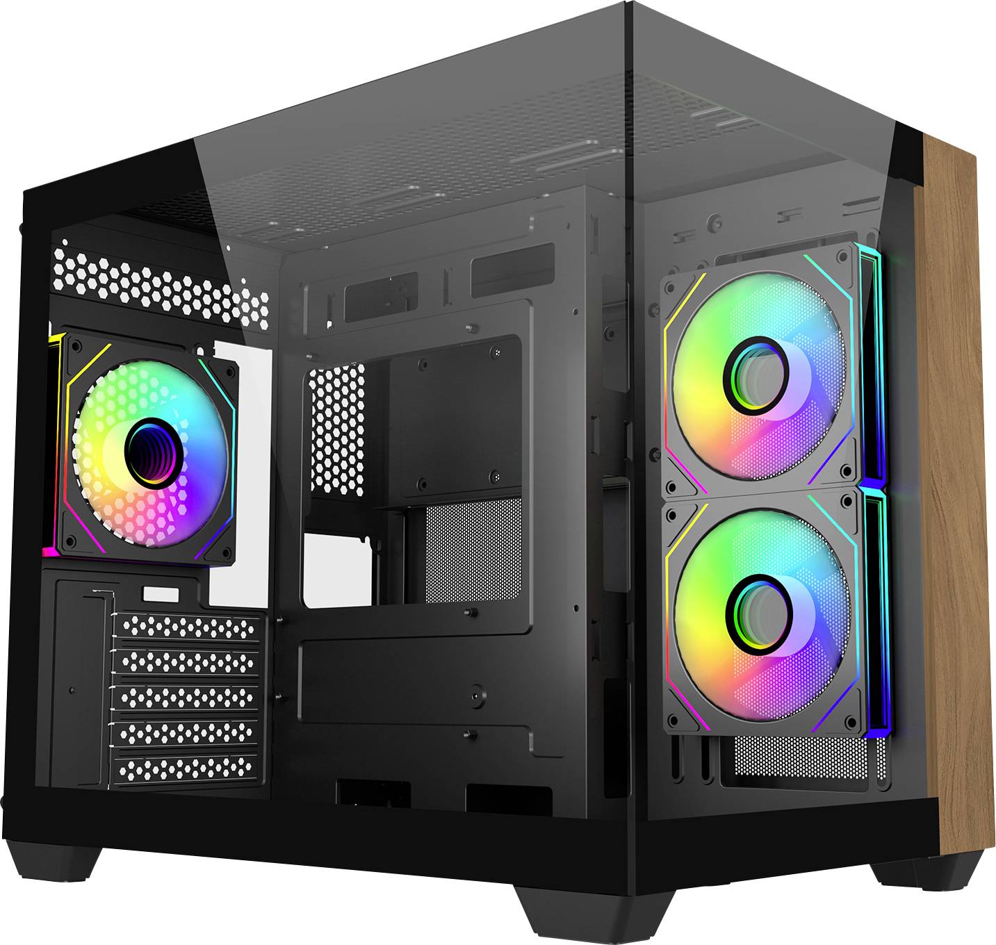 Cooler Master Elite 481 Mini-Tower PC-Gehäuse Schwarz 3 Vorinstallierte LED Lüfter, Seitenfenster-0