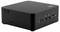 Ein schwarzer Mini-PC mit Markenlogo und mehreren USB-Anschlüssen an der Vorderseite.