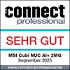 'connect professional' Bewertungsabzeichen für MSI Cubi NUC AI+ 2MG, bewertet mit 'SEHR GUT', September 2025. Website: www.connect-professional.de.
