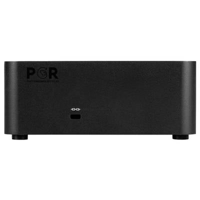 Ein schwarzes elektronisches Gerät mit der Beschriftung "PGR" und einer kleinen LED-Anzeige sowie zwei Verbindungssymbolen auf der Vorderseite.