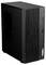 Ein schwarzer Desktop-Computerturm mit vorderen Bedienfelltasten und USB-Anschlüssen, ausgestattet mit einem charakteristischen vertikalen Lüftungsdesign für optimale Luftzirkulation.