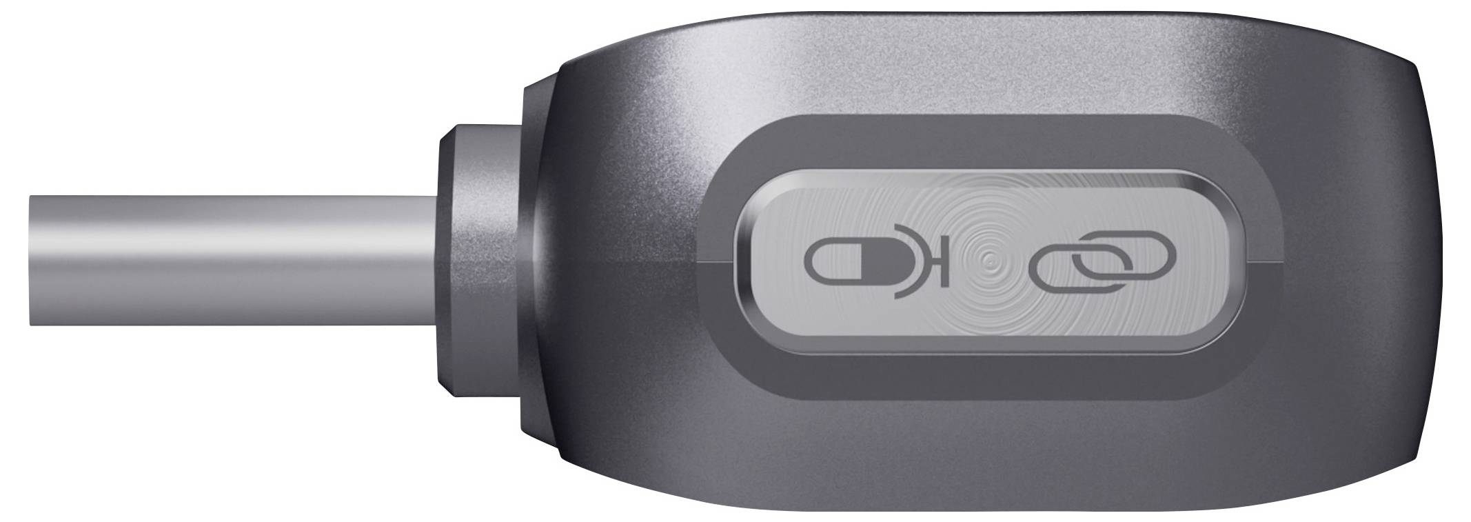 Eine Nahaufnahme eines schwarzen Schlosses mit Schlüsselloch und verschachteltem Kettensymbol, die Sicherheit und Vernetzung repräsentiert.