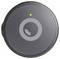 Ein kreisförmiges graues elektronisches Gerät mit einem Knopf und einer kleinen grünen Kontrollleuchte oben, das einem intelligenten Schloss ähnelt.