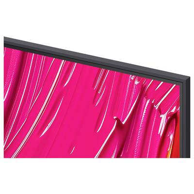 Eine Nahaufnahme eines digitalen Bildschirms mit lebhaften, abstrakten rosa Pinselstrichen, die Textur und intensive Farbe betonen.