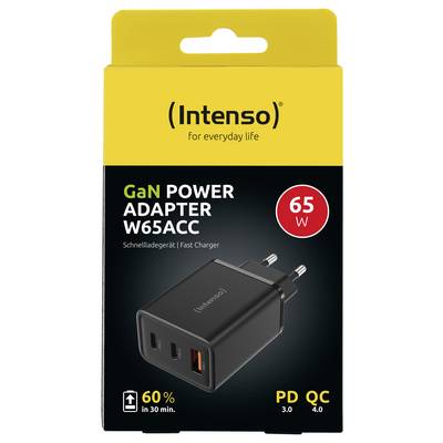 Intenso W65ACC GaN USB Ladegerät 65 W 1x USB-A, 2x USB-C® Schwarz Innenbereich GaN, USB Power Delivery (USB-PD)-1