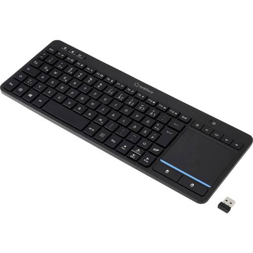 Renkforce RF-WLTKB-300 Kabellos Tastatur Niederländisch, QWERTY Schwarz Integriertes Touchpad