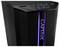Ein schwarzer Computer-Tower mit leuchtenden blauen und violetten LED-Lichtern und dem Wort ‚CAPTIVA', vertikal auf dem Frontpanel angebracht.