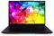 Ein Laptop, der auf dem Bildschirm lebendige, regenbogenfarbene Kristalle zeigt und damit einen dynamischen, farbenfrohen Hintergrund kreiert.