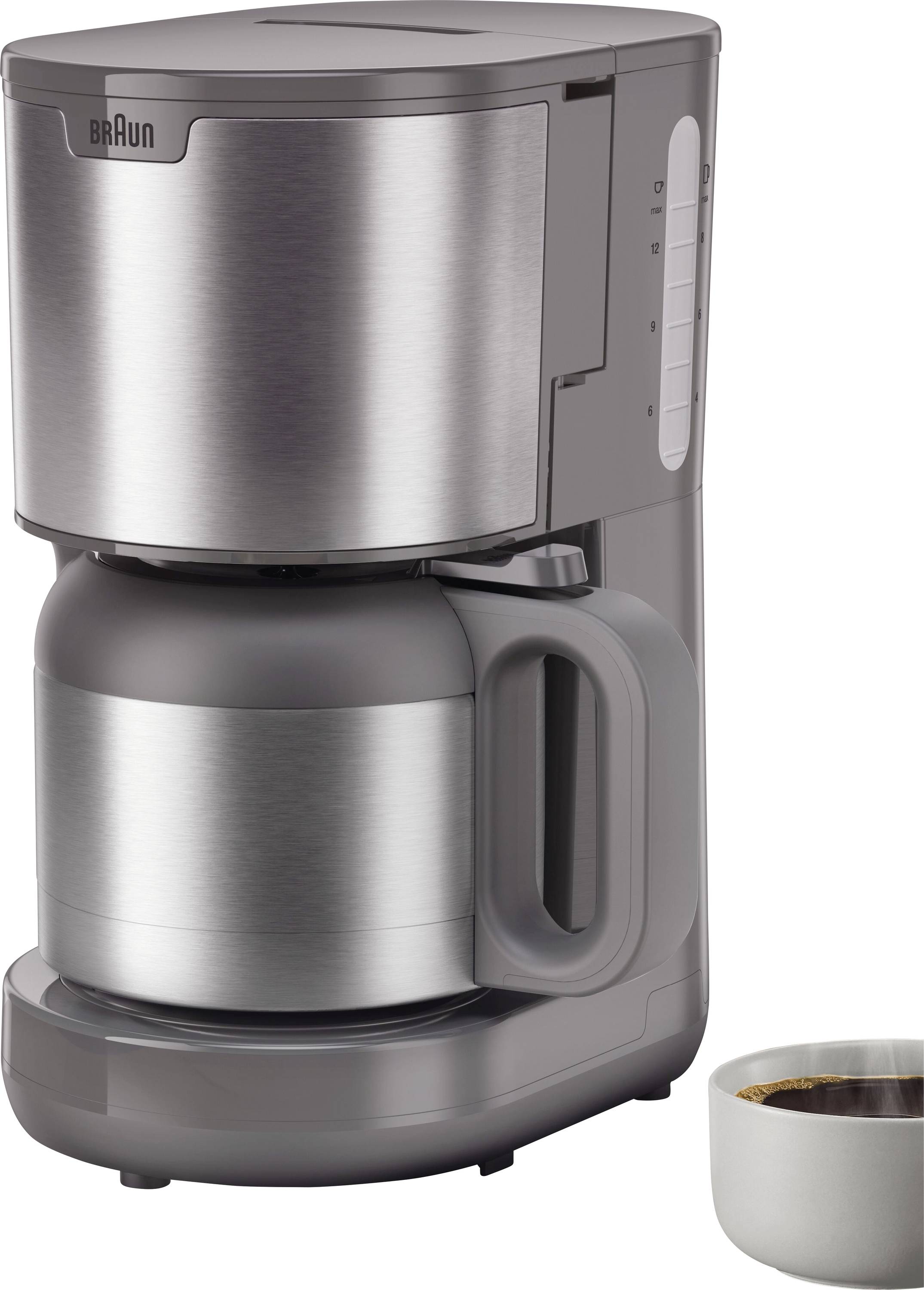 Braun KF 1505 GY Kaffeemaschine Edelstahl, Grau Fassungsvermögen Tassen=9