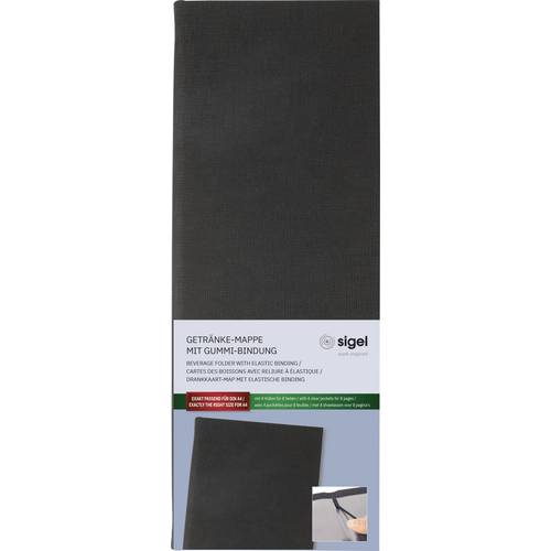 Sigel GM100 Getränke-Mappe 1/2 DIN A4 1 St. inkl. 2 Doppel-Transparenthüllen für 8 Seiten, Gummi-Bindung Schwarz