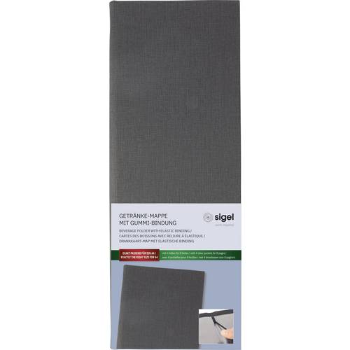 Sigel GM101 Getränke-Mappe 1/2 DIN A4 1 St. inkl. 2 Doppel-Transparenthüllen für 8 Seiten, Gummi-Bindung Anthrazit