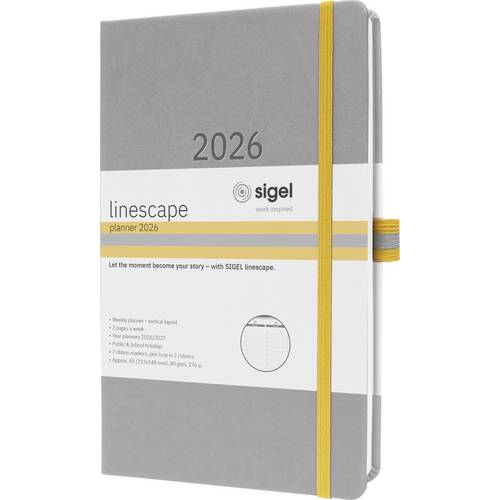 Sigel L2600 Wochenkalender Linescape 2026 Hardcover DIN A5 Hellgrau, Gelb 1 St. Anzahl der Seiten: 176