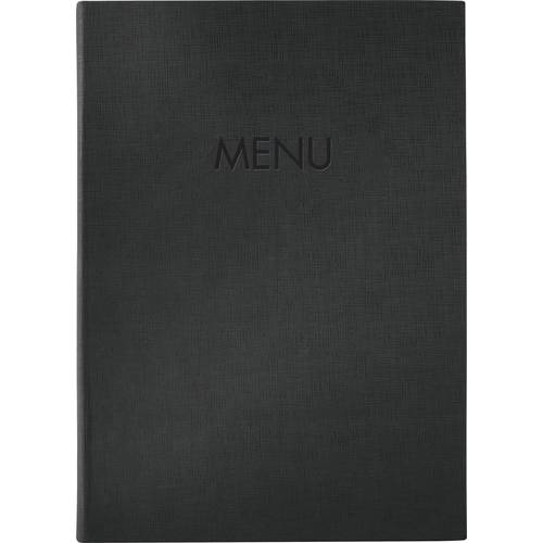 Sigel SM202 Speisekarten-Mappe DIN A4 1 St. inkl. 2 Doppel-Transparenthüllen für 8 Seiten, Gummi-Bindung Schwarz
