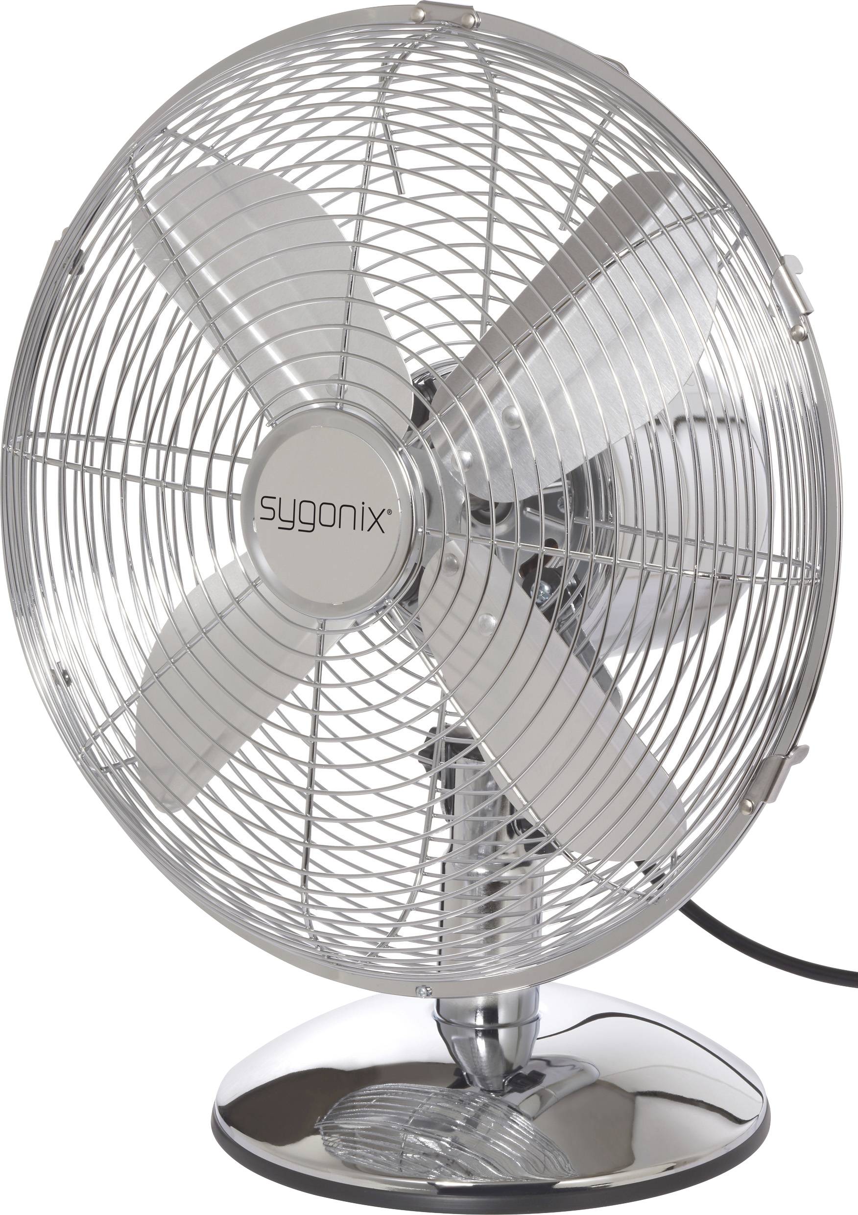 Sygonix Tischventilator 35 W (Ø x H) 335 mm x 400 mm Chrom Oszillierend