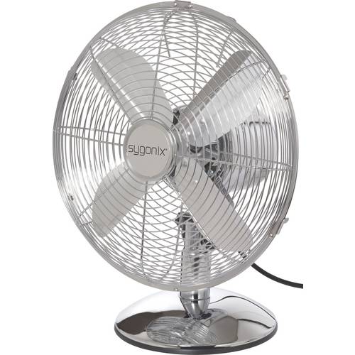 Sygonix Tischventilator 35 W (Ø x H) 335 mm x 400 mm Chrom Oszillierend