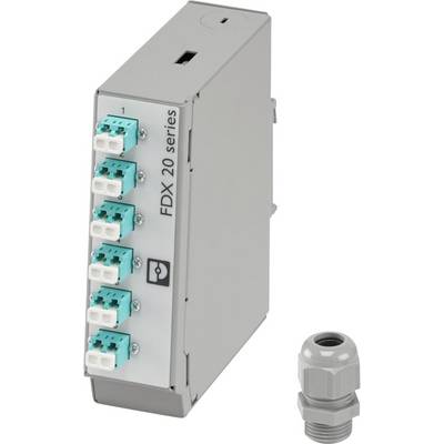 FDX-20-Serie Glasfasermodul mit sechs SC-Anschlüssen, verwendet für Datentransmission in Netzwerksystemen. Inklusive Kabelverschraubung.