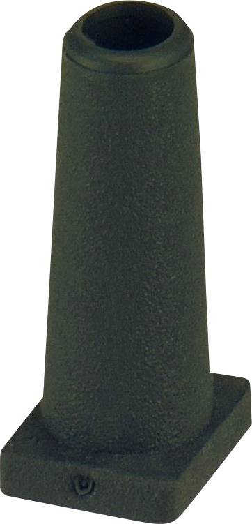 Eine schwarze Gummidüse mit quadratischer Basis, konzipiert für Wasser- oder Luftschläuche, typischerweise in industriellen oder mechanischen Anwendungen verwendet.