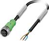 Phoenix Contact M12 Sensorleitung PVC 3-polig Buchse gerade A-Kodierung, Länge 10,0 Meter tiefschwarz RAL 9005, Kabel