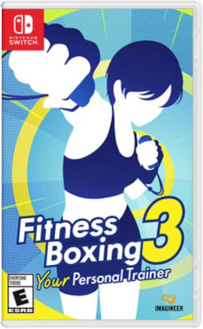 Fitness Boxing 3: Dein persönlicher Trainer, mit einer stilisierten Figur in Boxpose. Nintendo Switch-Branding.