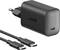Ein schwarzes Anker USB-C-Ladegerät mit zwei USB-C-Kabeln, entwickelt für schnelles Laden kompatibler Geräte.