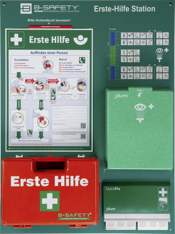 B-SAFETY EH-ST9-157 Erste Hilfe-Station DIN 13157, DIN EN 15154-4:2009 600 x 800 x 150 Rot, Grün