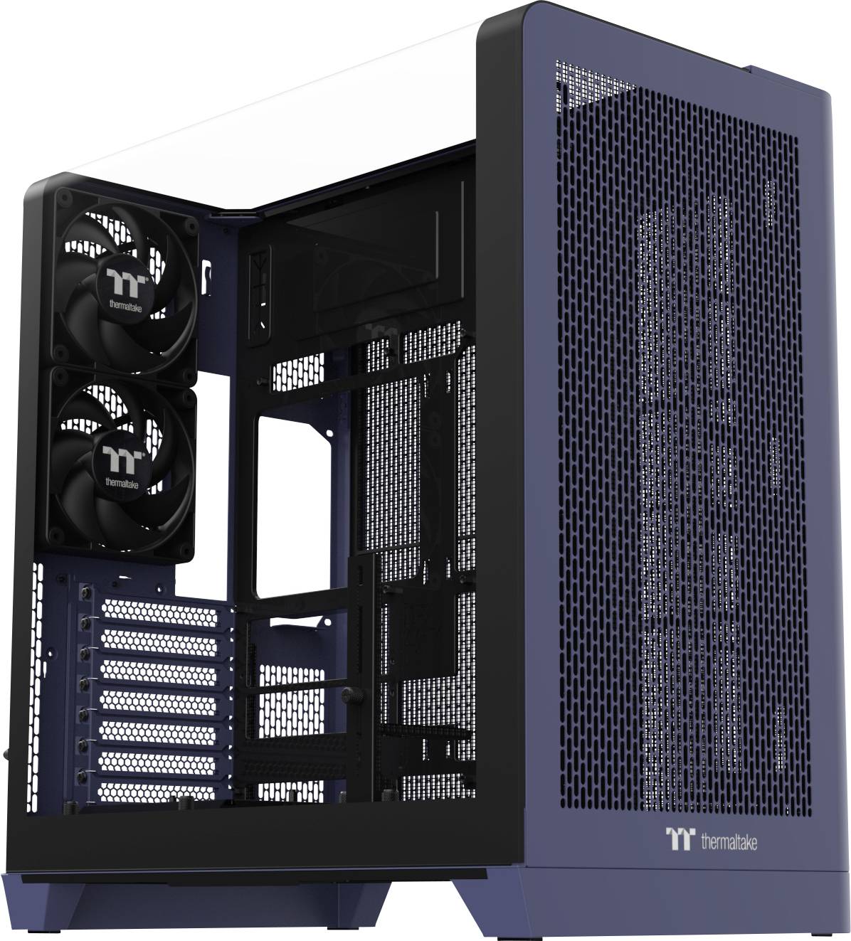 Thermaltake View 390 Air Future Dusk PC Case Blu scuro filtro per la polvere, illuminazione integrata, 2 ventole pre-montate