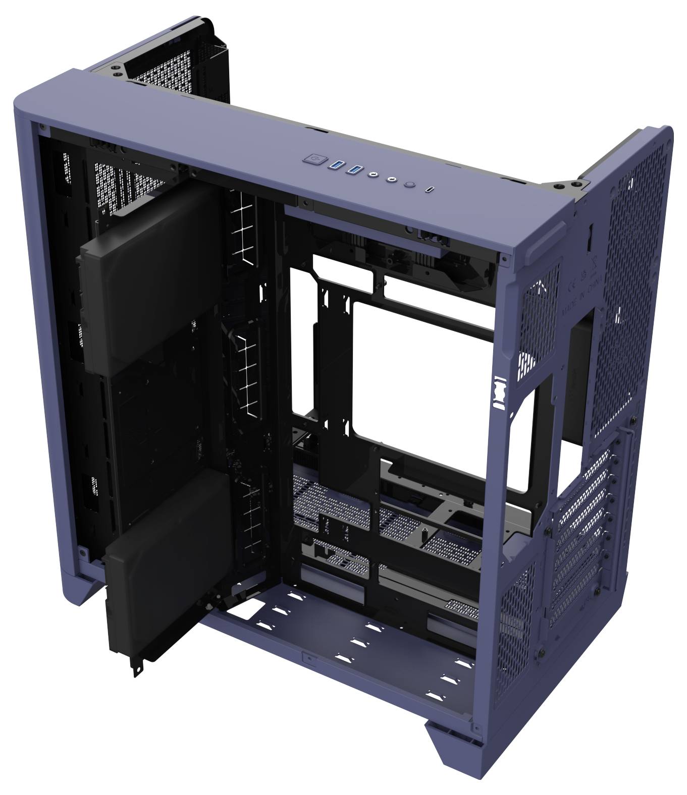 Thermaltake View 390 Air Future Dusk PC-Gehäuse Dunkelblau Staubfilter, Integrierte Beleuchtung, 2 vorinstallierte Lüfte-24