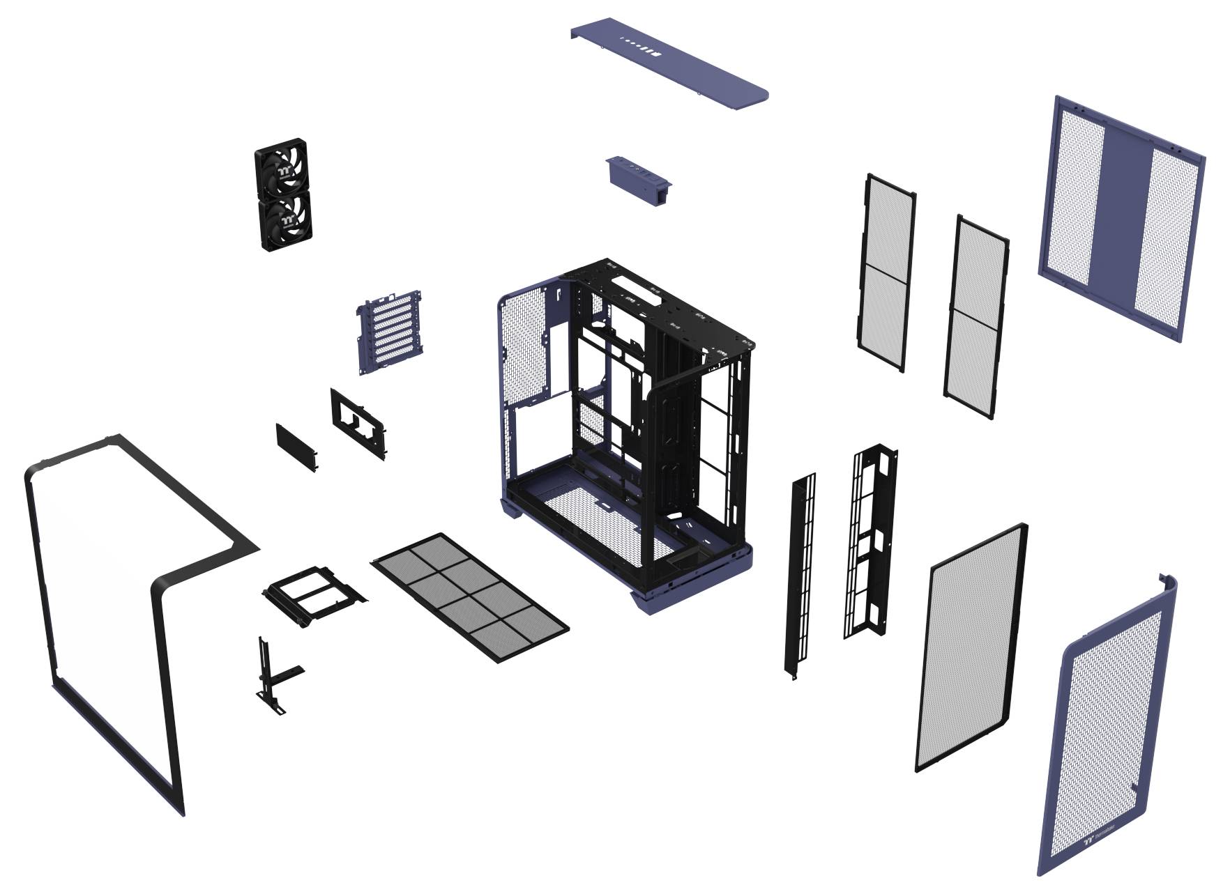 Thermaltake View 390 Air Future Dusk PC-Gehäuse Dunkelblau Staubfilter, Integrierte Beleuchtung, 2 vorinstallierte Lüfte-25
