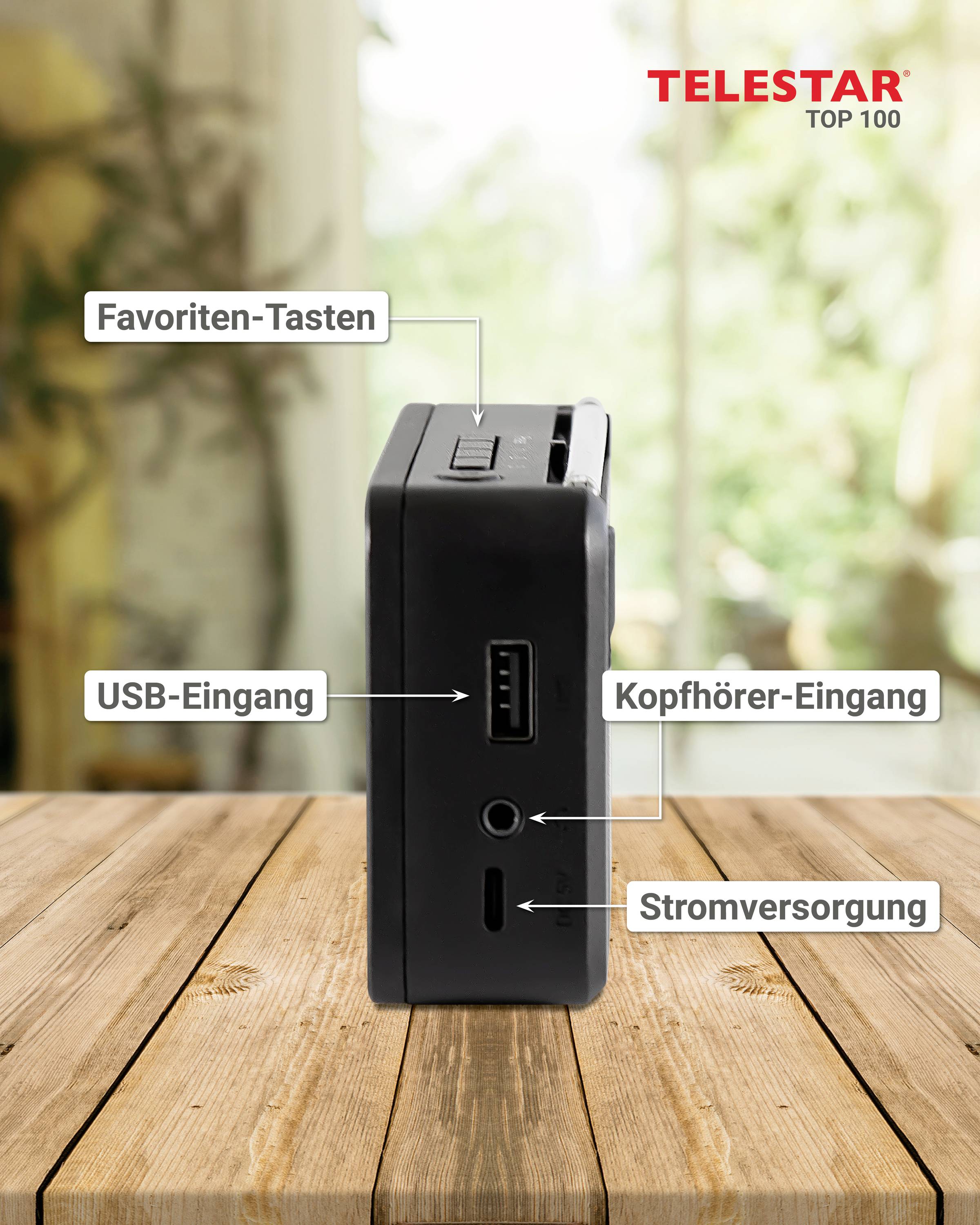 Telestar TELESTAR TOP 100 Schwarz Akku-Radio DAB+, UKW Bluetooth®, USB Akku-Ladefunktion, wiederaufladbar, Weckfunktion -9