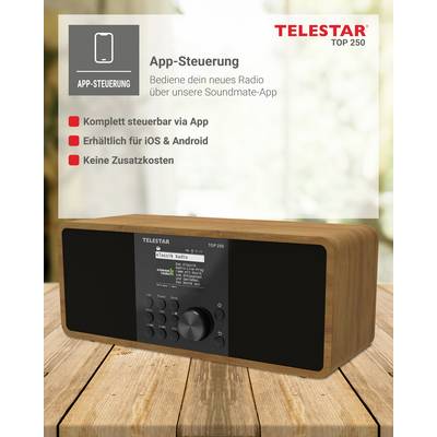 'TELESTAR TOP 250' Funkgerät mit App-Steuerung. Funktionen: vollständig App-steuerbar, verfügbar für iOS und Android, keine Zusatzkosten.