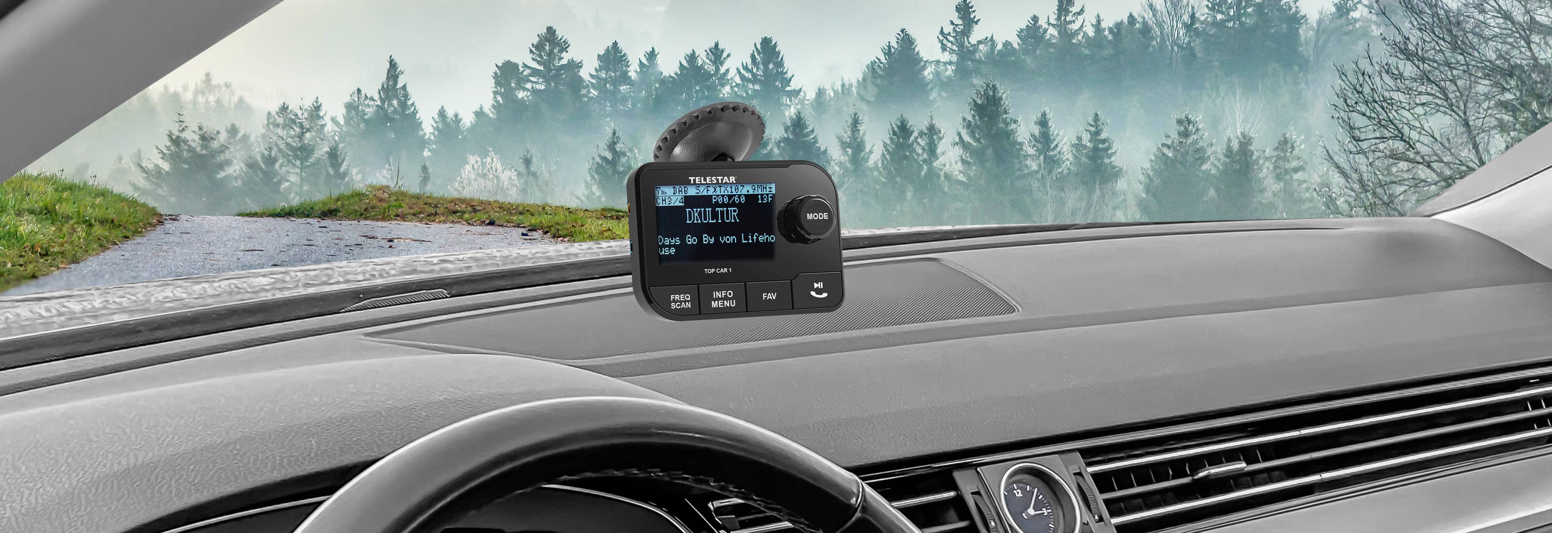 TELESTAR TOP CAR 1 DAB+ Adapter Fürs Auto | FM-Transmitter & Bluetooth 5.0 | Mit Saughalterung & 2,3″ Display