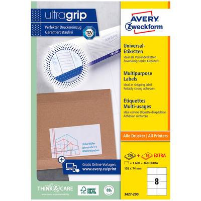 Avery-Zweckform 6138 Universal-Etiketten 105 x 74 mm Papier Weiß 1 St. Permanent haftend Laserdrucker-0