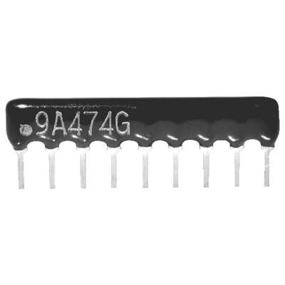 Integrierter Schaltkreis mit 10 Metallpins, die auf seiner Oberfläche mit '9A474G' beschriftet sind.