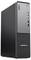 Ein schwarzer Lenovo-Desktop-Computer-Tower mit frontseitigen Anschlüssen und einem ThinkCentre-Logo, entwickelt für geschäftliche und professionelle Nutzung.