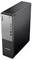 Ein Lenovo ThinkCentre Desktop-Computer-Tower, mit mehreren Anschlüssen und Tasten an der Frontplatte und dem Lenovo-Logo am unteren Rand.