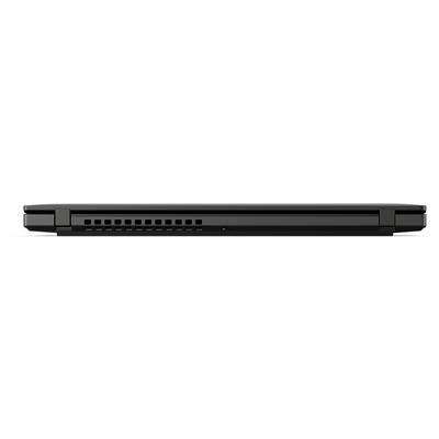 Ein geschlossener schwarzer Laptop, von hinten betrachtet, mit sichtbarer Lüftungsschlitz.