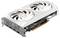 Eine Grafikkarte mit zwei Lüftern in Weiß mit PCIe-Anschluss, ausgestattet mit einem HDMI- und drei DisplayPort-Ausgängen, entwickelt für High-Performance-Gaming.