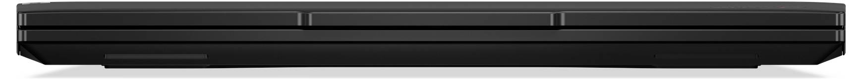 Eine geschlossene, schwarze PlayStation 4-Konsole, von vorne betrachtet, die das elegante und kompakte Design mit sichtbarem Disc-Slot und Anschlüssen zeigt.