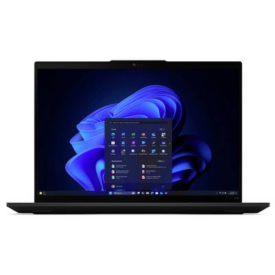 Ein Laptop mit dem Windows 11-Desktop, wobei das Startmenü geöffnet ist und verschiedene Anwendungssymbole vor einem blauen wirbelnden Hintergrund zu sehen sind.