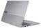 Ein silberner Lenovo ThinkBook Laptop, teilweise geöffnet, von hinten betrachtet, mit sichtbarem Logo. Das Design ist schlicht und modern.